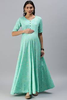 Aqua-blue woven viscose rayon maxi-dresses
