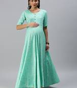 Aqua-blue woven viscose rayon maxi-dresses