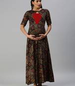 Black woven viscose rayon maxi-dresses