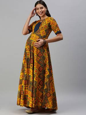 Yellow woven viscose rayon maxi-dresses 3