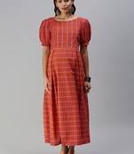 Orange embroidered cotton short-dresses