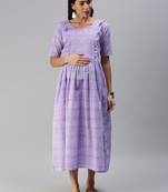Lavender woven blended cotton maxi-dresses