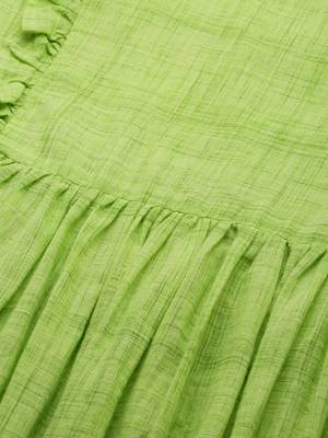 Green woven blended cotton maxi-dresses 5