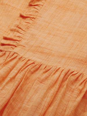 Orange woven blended cotton maxi-dresses 5