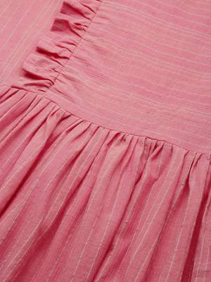 Pink woven blended cotton maxi-dresses 5