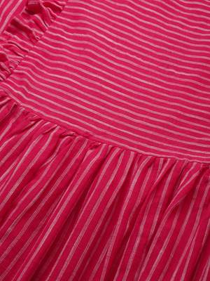 Pink woven blended cotton maxi-dresses 5