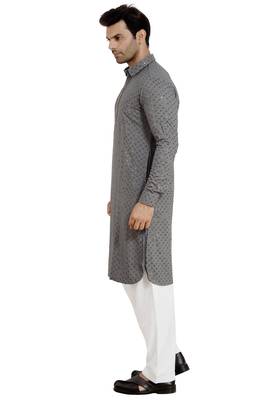 ARRUGA Grey embroidered rayon pathani-suits 2