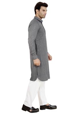 ARRUGA Grey embroidered rayon pathani-suits 3