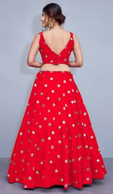 Red  sequence embroidery work Lehenga Choli With Un-Stitched Blouse 2