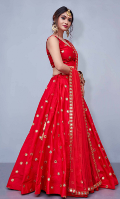 Red  sequence embroidery work Lehenga Choli With Un-Stitched Blouse 4
