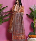 Orange printed silk blend salwar