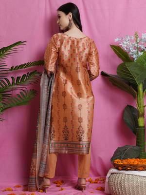 Orange printed silk blend salwar 3