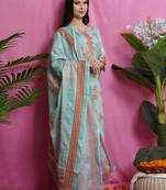 Green printed satin salwar
