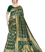 Green Woven Silk Blend Saree With Blouse