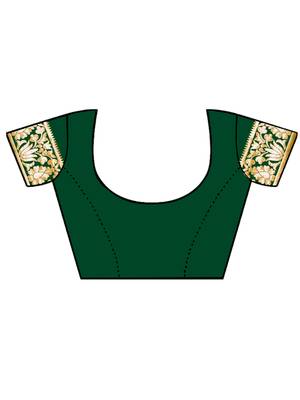 Green Woven Silk Blend Saree With Blouse 4