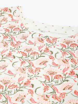 White printed viscose rayon long-dresses 4