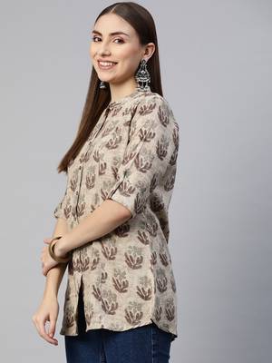 Brown printed viscose rayon tunics 3