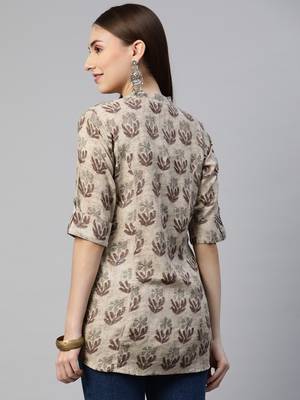 Brown printed viscose rayon tunics 4