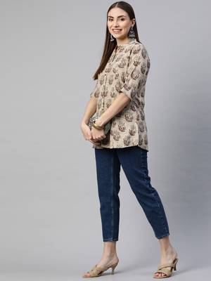 Brown printed viscose rayon tunics 5