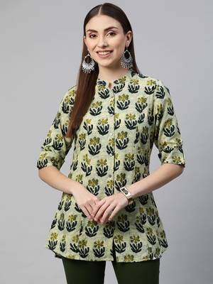 Green printed viscose rayon tunics 1