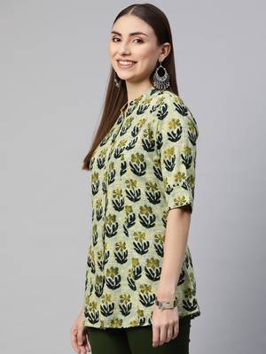 Green printed viscose rayon tunics 3
