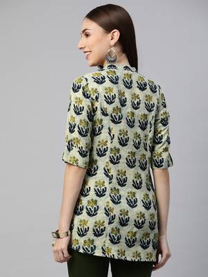 Green printed viscose rayon tunics 4