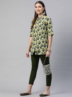 Green printed viscose rayon tunics 5