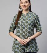 Blue printed viscose rayon tunics