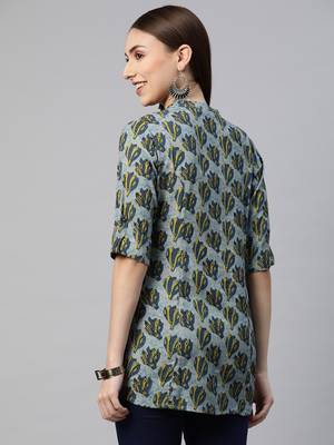 Blue printed viscose rayon tunics 4