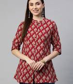 Maroon printed viscose rayon tunics
