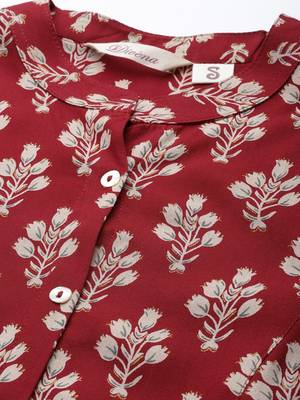 Maroon printed viscose rayon tunics 2