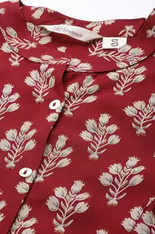 Maroon printed viscose rayon tunics