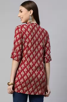 Maroon printed viscose rayon tunics