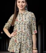 Beige printed viscose rayon tunics