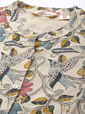 Beige printed viscose rayon tunics 2