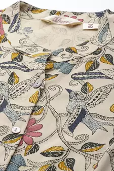 Beige printed viscose rayon tunics