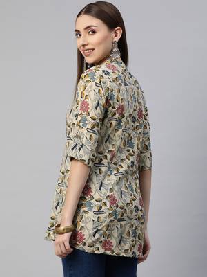 Beige printed viscose rayon tunics 4