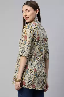 Beige printed viscose rayon tunics