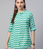 Blue printed viscose rayon tunics