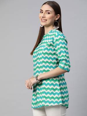 Blue printed viscose rayon tunics 3