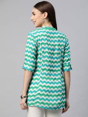Blue printed viscose rayon tunics 4