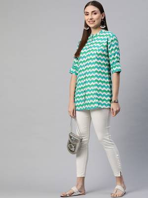 Blue printed viscose rayon tunics 5