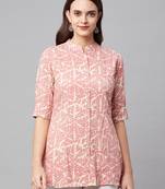 Pink printed viscose rayon tunics