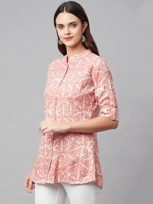 Pink printed viscose rayon tunics 3