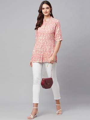 Pink printed viscose rayon tunics 5