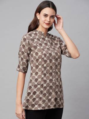 Brown printed viscose rayon tunics 3