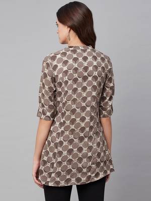 Brown printed viscose rayon tunics 4