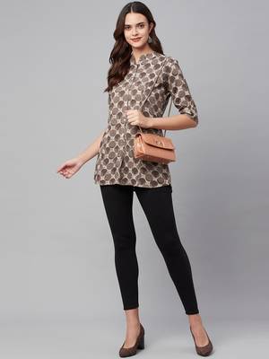 Brown printed viscose rayon tunics 5