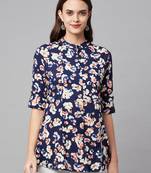 Navy-blue printed viscose rayon tunics