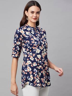 Navy-blue printed viscose rayon tunics 3
